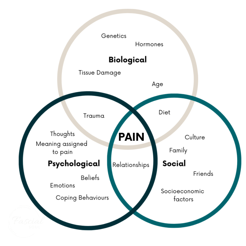 biopsychosocial pain model showing the mind-body connection to pain
